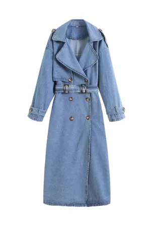 'Bernice' Midi-Length Denim Coat Jacket