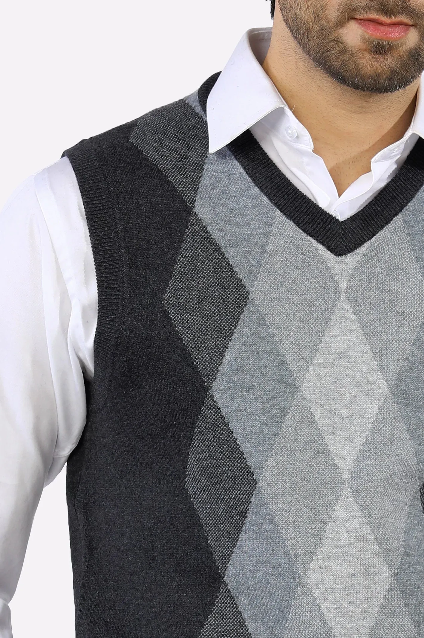 Grey V-Neck Gents Sweater