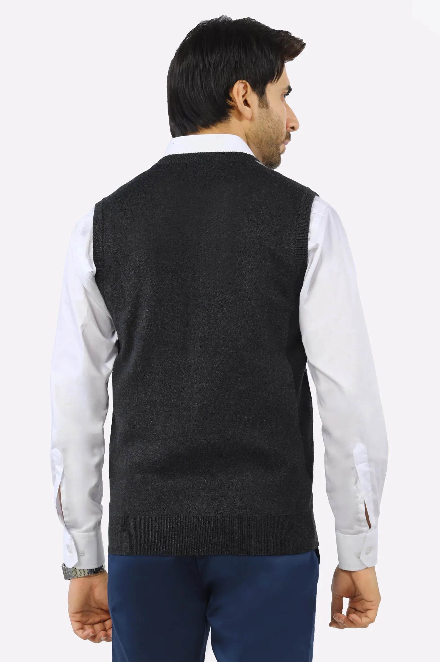 Grey V-Neck Gents Sweater
