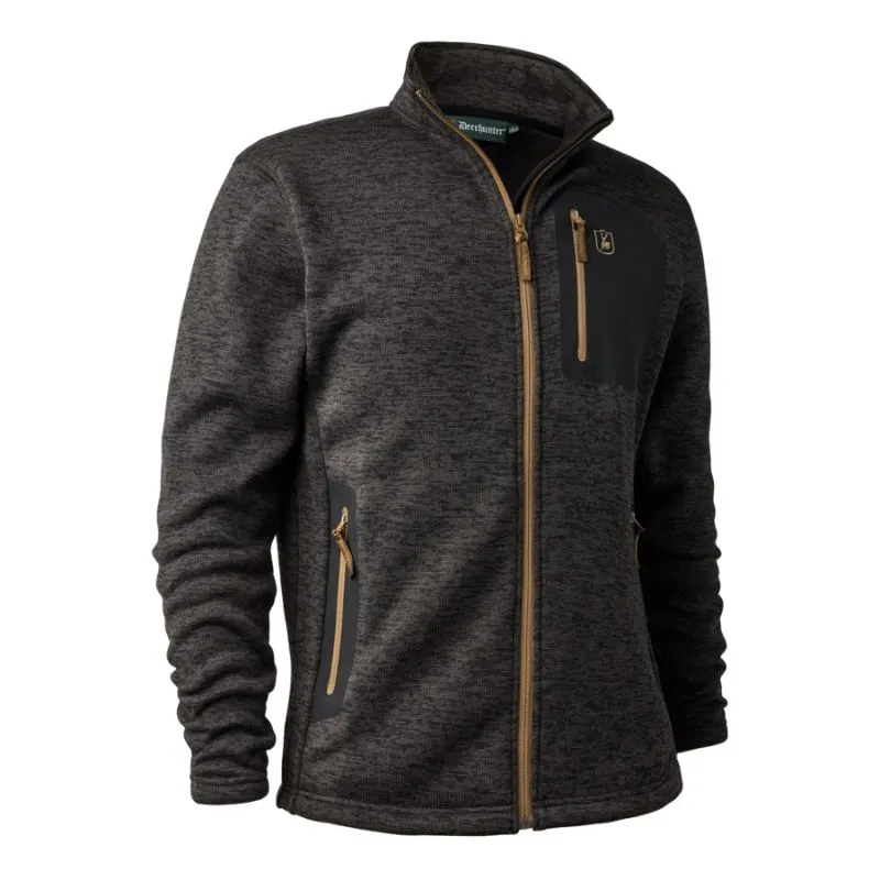 Sarek Knitted Jacket In Dark Grey Melange