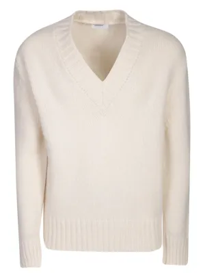 V-neck white sweater