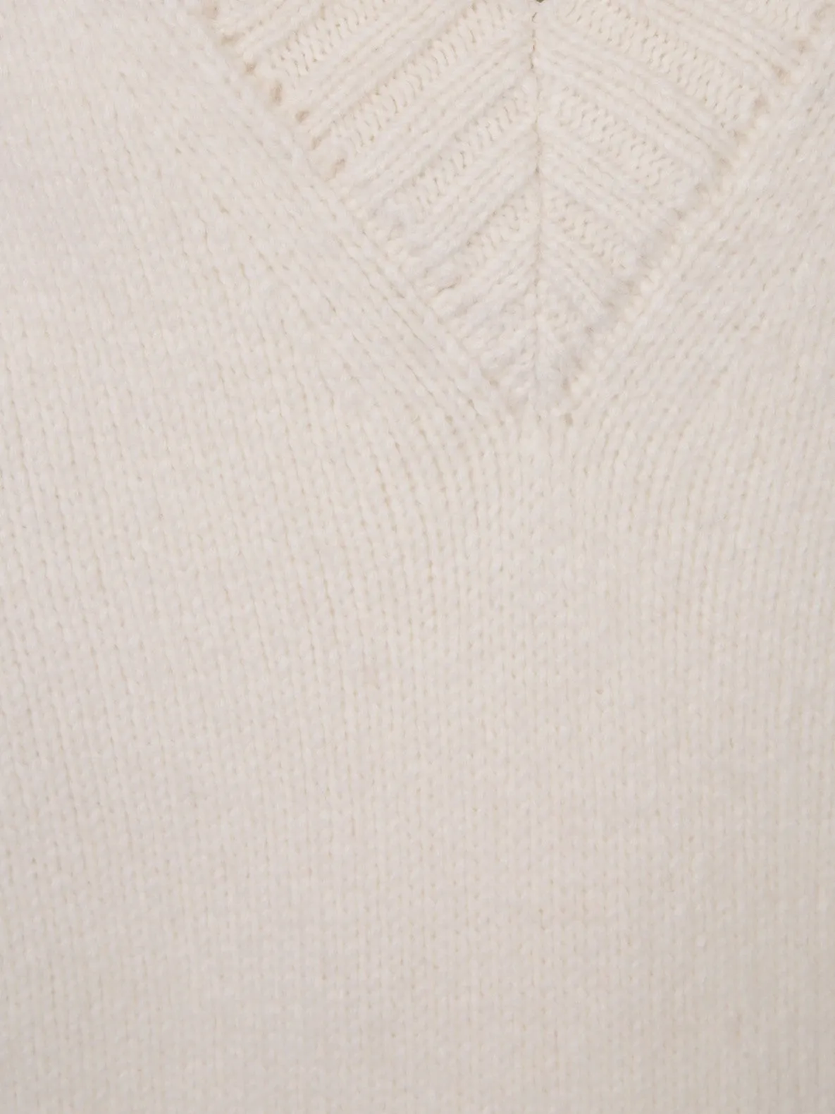 V-neck white sweater